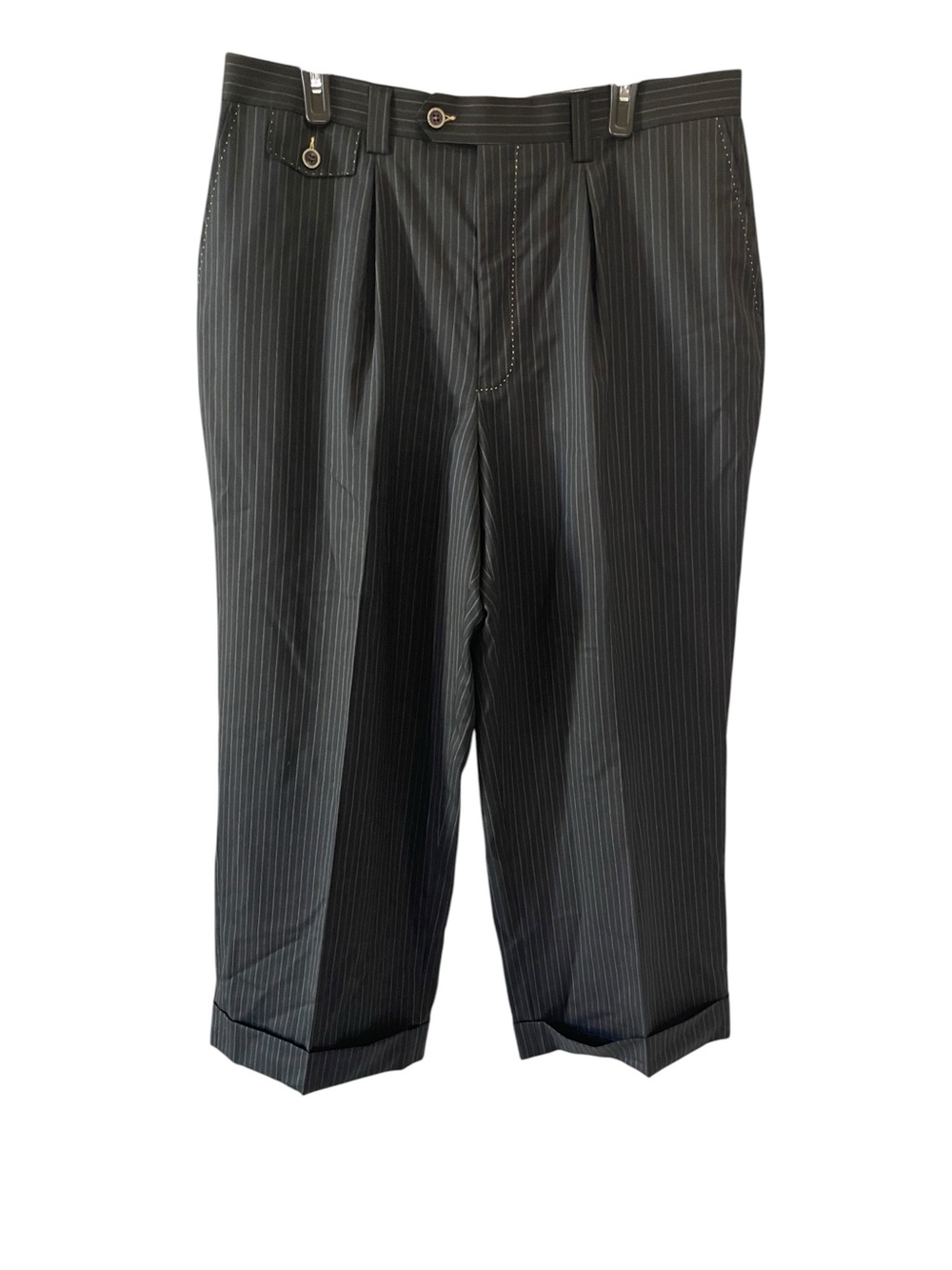Men's Pinstripe Suit pants  in Black with Pinstripes 38R 27L
